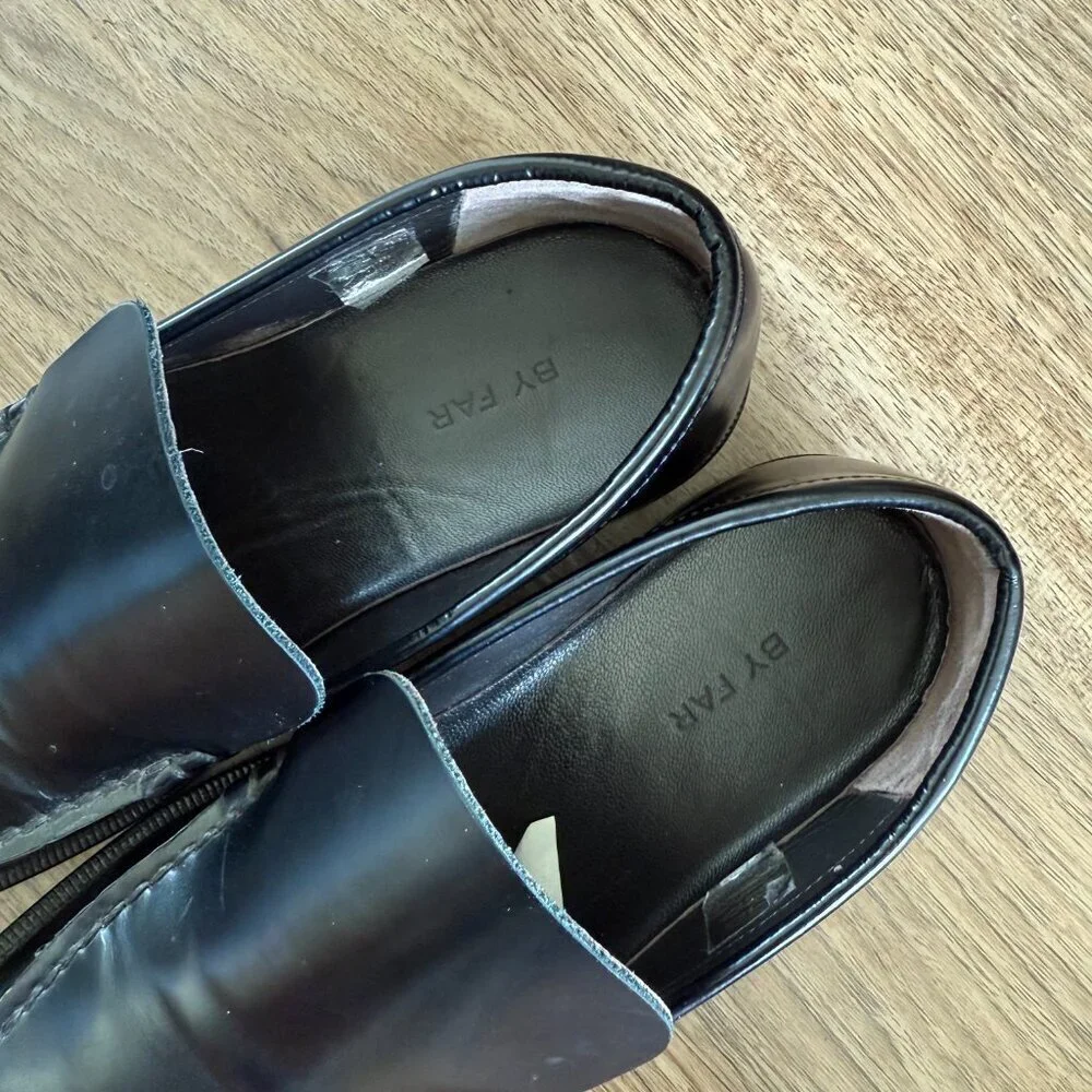 By Far Rafael Semi Patent Black Leather Loafers 38 / US 8​​​